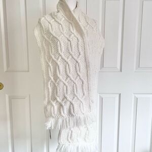Ted Baker Wool Blend Cable Knit Scarf in Ivory NWT MSRP $139